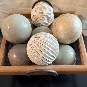 Decorative Ceramic Sphere Set in Neutral Tones